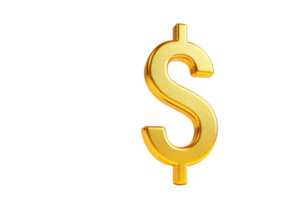 Golden dollar sign with a transparent background png