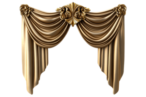 Elegant gold drapery with ornate design elements png