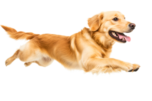 Golden retriever running joyfully in open space png