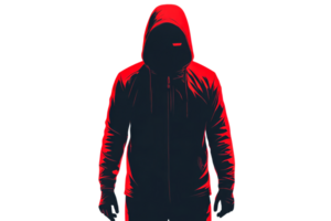 Mysterious figure in a red and black hoodie png