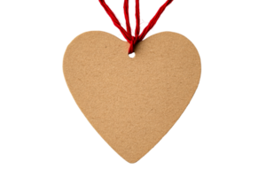Heart shaped tag with red string for crafts png