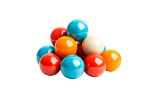 Colorful glossy balls in a playful stack png