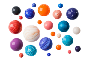 Vibrant spheres in diverse sizes and patterns png