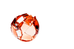 Broken red crystal sphere with sharp edges png