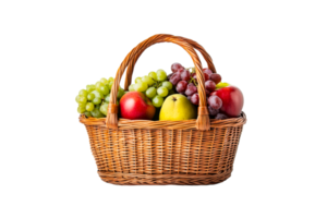 Fresh fruit basket with assorted fruits filled png