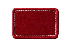 Red rectangular fabric patch with white stitching png