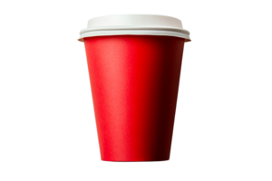 Red cup with white lid, clear bg png