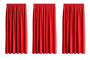 Red fabric curtains in various arrangements png
