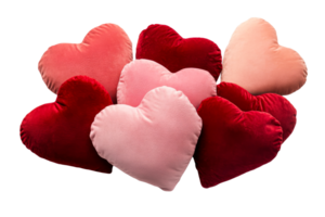 Colorful heart pillows on clear background png