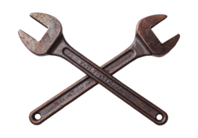 Rusty wrenches crossed for mechanical work png