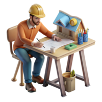 serene artistic Architect Drawing Blueprint Desk Isolated Design Studio exclusive png
