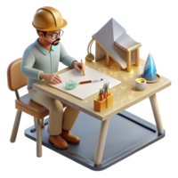 beautiful classic Architect Drawing Blueprint Desk Isolated Design Studio authentic png
