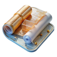 magnificent abstract Architectural Blueprint Rolled Up Transparent Construction Plan exclusive png