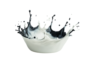 Milk and ink mixing creating unique shape, cut out transparent png