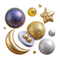 wonderful rustic Astronomy Symbols Set Isolated for Space Exploration authentic png