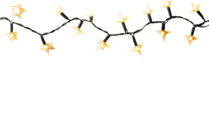 Star-shaped string light on black background, cut out transparent png