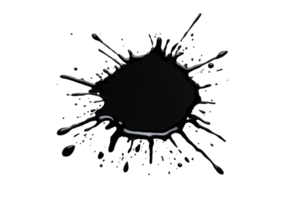 Black ink blot abstract shape, design element, cut out transparent png