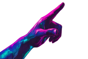 Artistic Hand Pointing Upward With Colorful Digital Lines, cut out transparent png
