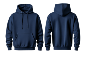 Blank hoodie sweatshirt, front and back view mockup, apparel, cut out transparent png