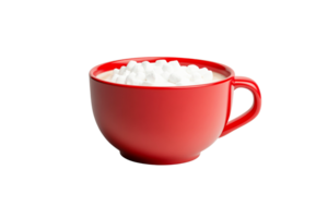 Mug of cocoa with marshmallows, delicious sweetness, cut out transparent png