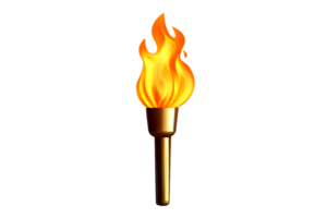 brûlant olympique torche avec manipuler et Feu flamme, Couper en dehors transparent png