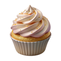serene rustic Birthday Cupcake with Vanilla Frosting Isolated detailed png