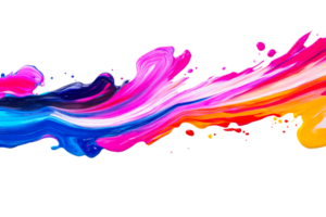 Paint splash with vibrant colors on dark background, cut out transparent png
