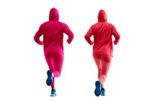 Two Runners in Activewear, Rear View on Black, Cut out Transparent png