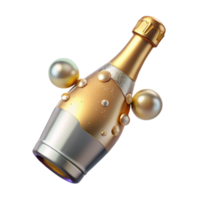 wonderful abstract Bottle of Champagne with Bubbles Transparent for Celebrations authentic png