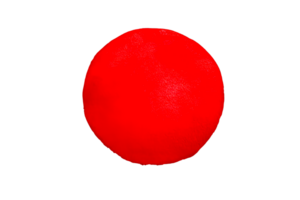 Shiny red rubber ball for juggling performance, cut out transparent png