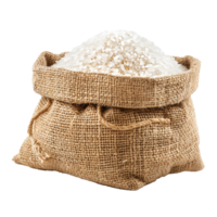 A sack full of uncooked white rice grains png