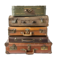 A Stack of Vintage Suitcases Ready for an Adventure png