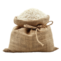 A Burlap Sack Full of White Rice Grains Ready for Consumption png
