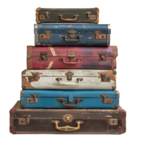 A Stack of Vintage Suitcases Ready for an Extraordinary Journey png