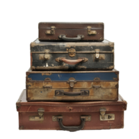 A Stack of Vintage Leather Suitcases Ready for a Journey Through Time png
