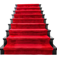 Elegant Black Staircase with Luxurious Red Carpet Runner png