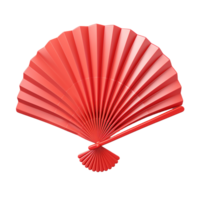 A Vivid Red Handheld Folding Fan 3D Render Illustration png