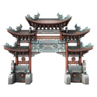 Ornate Chinese Style Archway Gate 3D Render Model Architecture Design png