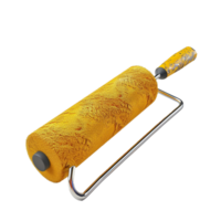 Highresolution 3D render of a yellow paint roller with a metallic handle png
