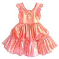 Adorable PeachColored Sleeveless Ruffle Baby Girl Dress with Bow png