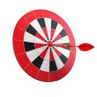 Red and Black Dartboard with a Dart Hitting the Bullseye Achieving Goals and Success png