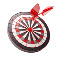 Red Dart Successfully Hitting the Bullseye on a Dartboard Target png