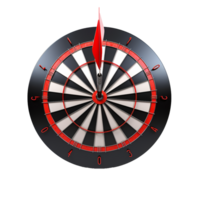A Red Dart Striking the Bullseye of a Professional Dartboard png