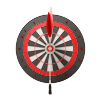 Precise Dart Striking the Bullseye on a Red and White Dartboard png