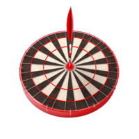 Red and Black Dartboard with Dart in Bullseye Accurate Targeting Success Achievement Goal png