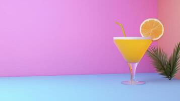 Refreshing Orange Cocktail Image On Pastel Backgrounds With Tropical photo