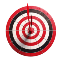 Red and Black Dartboard with Multiple Darts Hitting the Bullseye Achieving Goals and Success png