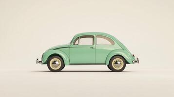 Light Green Vintage Car Side Profile Minimalist Illustration photo