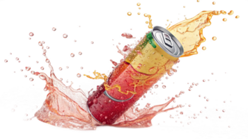 Refreshing Drink Splashing from Can in Dynamic Motion png