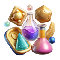 serene abstract Colorful Science Icons Transparent Background for Educational Projects authentic png